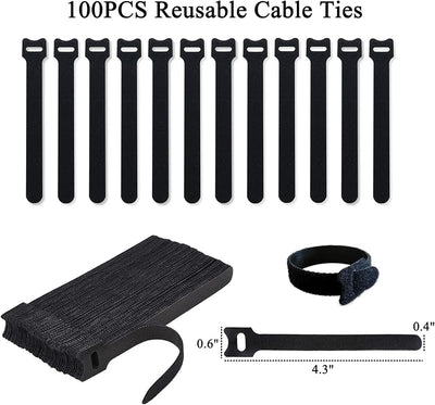 100 Bridas Reutilizables para Cables Negro 4