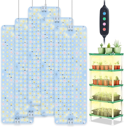 5 Paneles Luces Cultivo Interior Temporizador 4-20h Led 50w