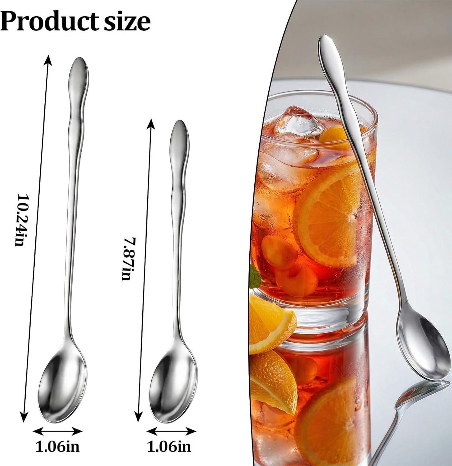 Set 4 Cucharas Té Helado Acero Inox 7.9x10.3pulg