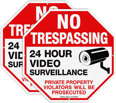 2 Letreros No Trespassing Aluminio Reflectante 12x12"