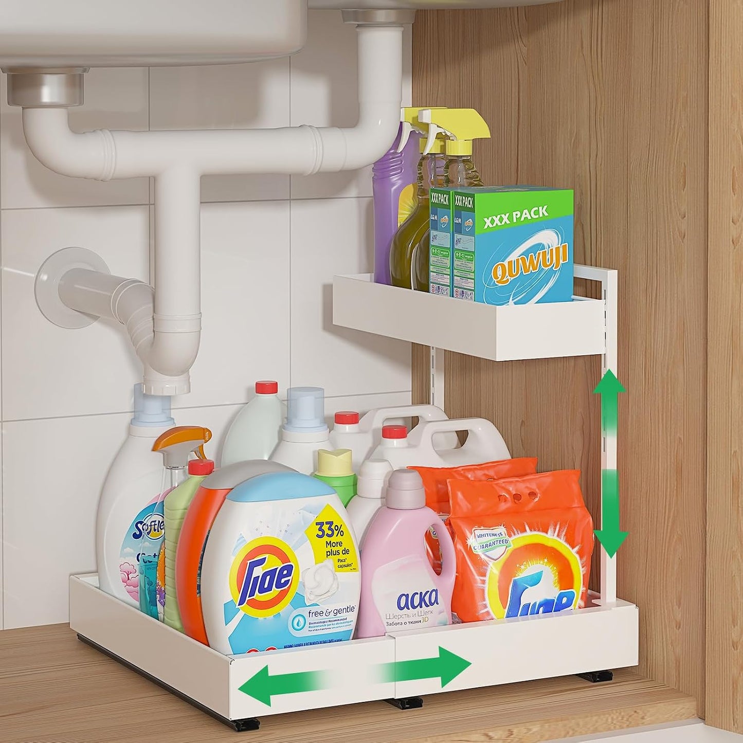 Organiz. cocina baño lavandería 2 niveles ajustable blanco