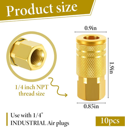 10 Accesorios Manguera Aire 1/4pulg Conector NTP Latón