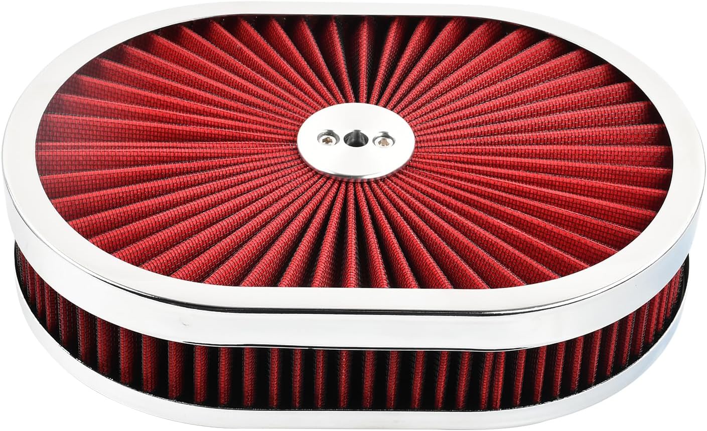 Filtro aire ovalado 12x2pulg comp V8 GMC Chevy Ford Rojo