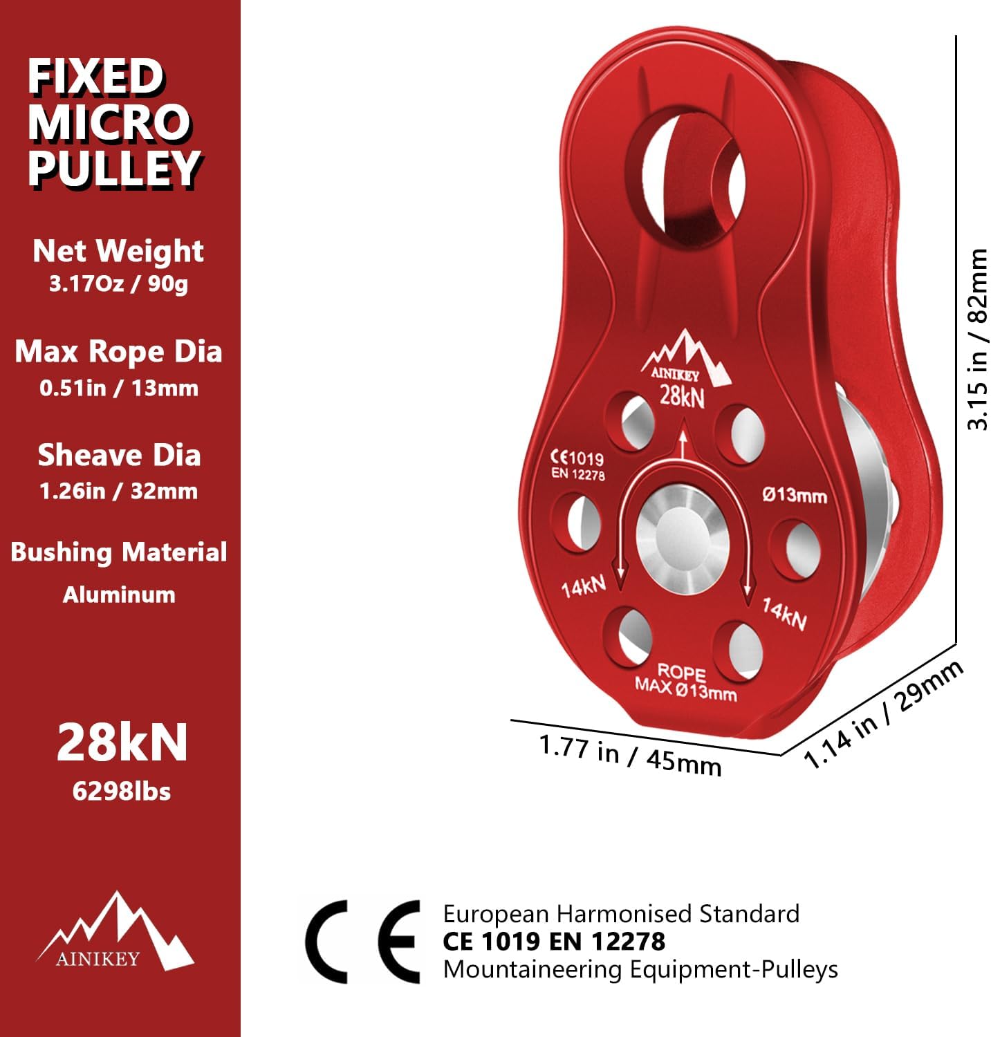 Micropolea fija 28KN aluminio pack 2 roja