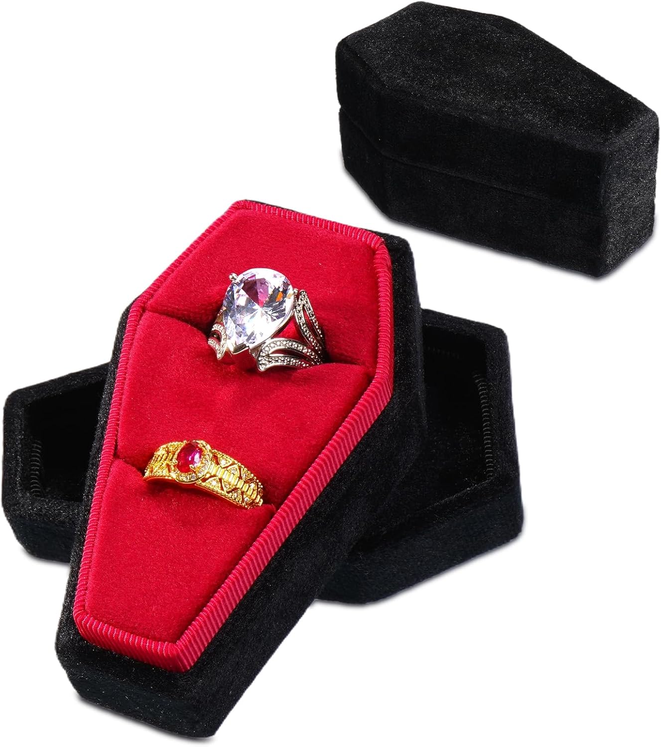 Caja anillo gótico terciopelo para bodas y propuestas mujer
