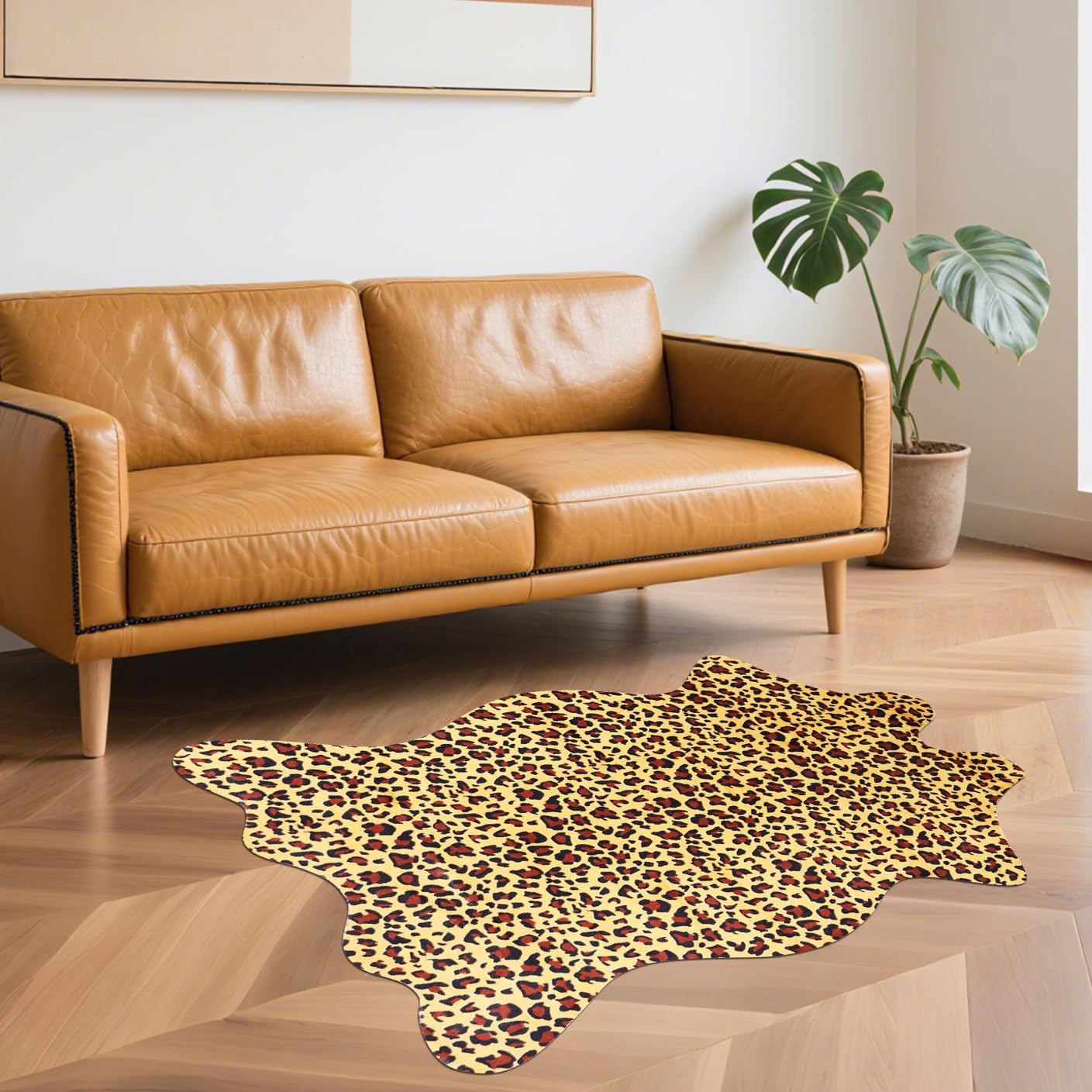 Alfombra estampado leopardo 3.6x2.5ft antideslizante marrón