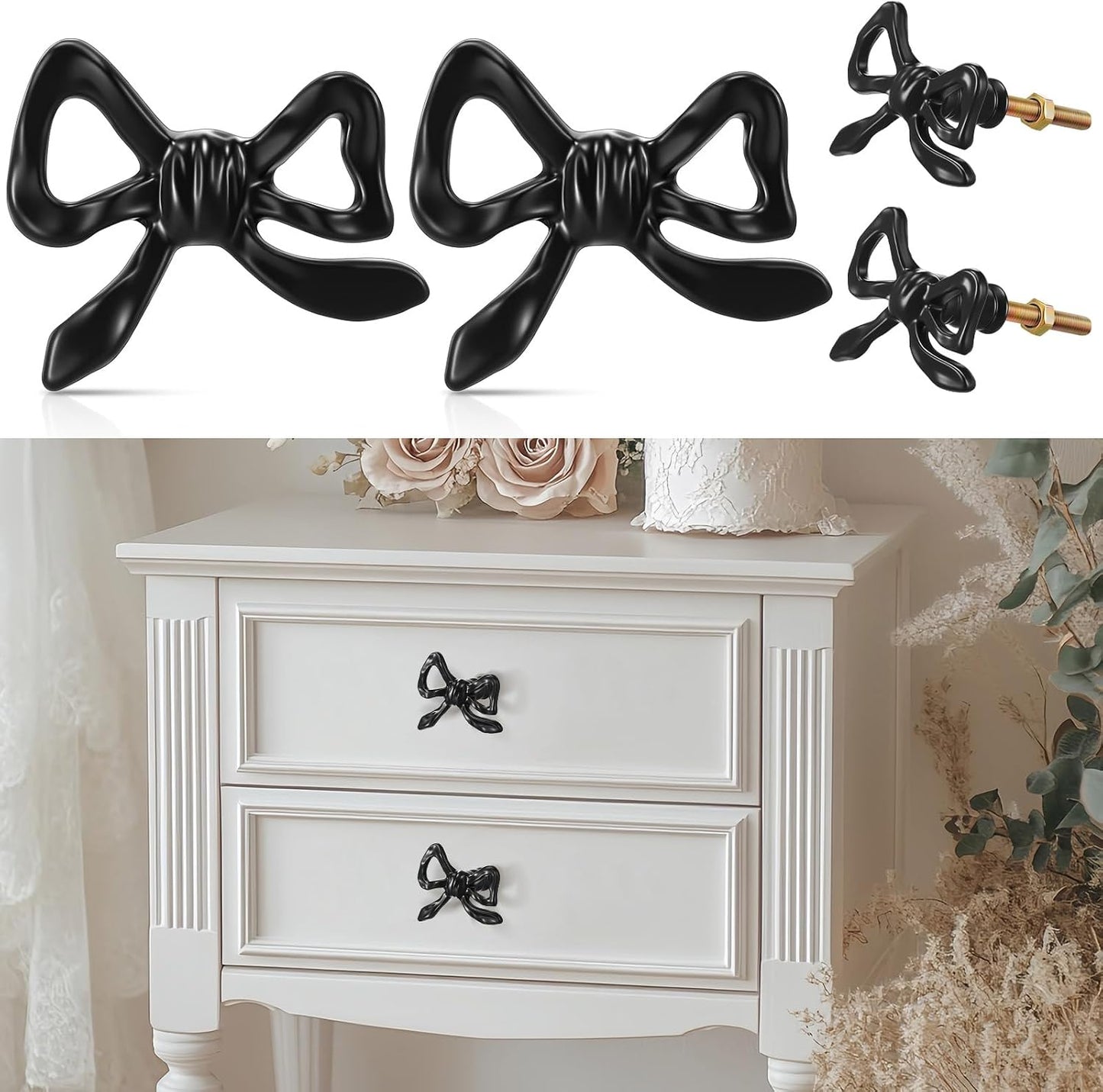 2 Pzas Manijas Arco Negro para Cómoda y Gabinete
