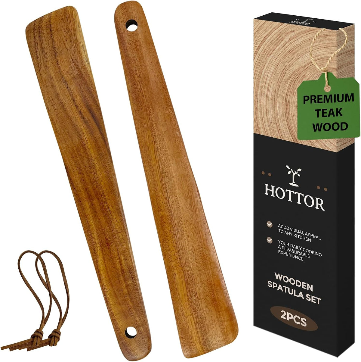 Espátula madera teca 12.2pulg para hierro fundido cocina