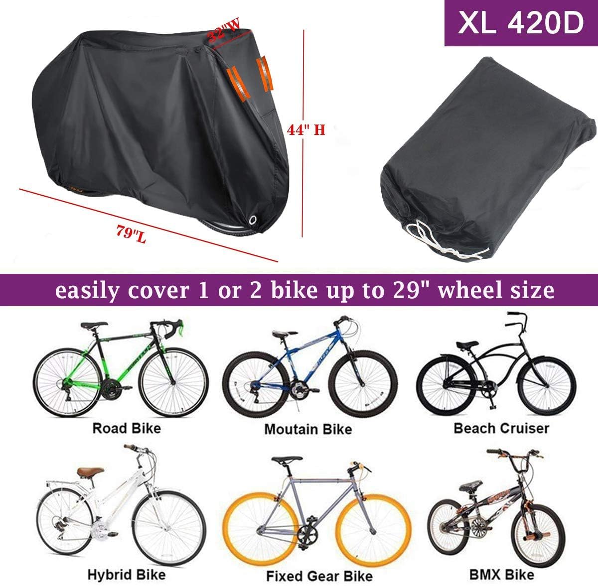 Funda bicicletas 1,2 o 3 XL XXL 420D impermeable resistente