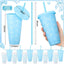 12 Vasos Plástico Lazo Azul 24oz Tapa Pajita Reutilizables