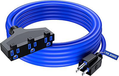 Cable extensión SJTW 25ft múltiples tomas 14 azul certificado ETL