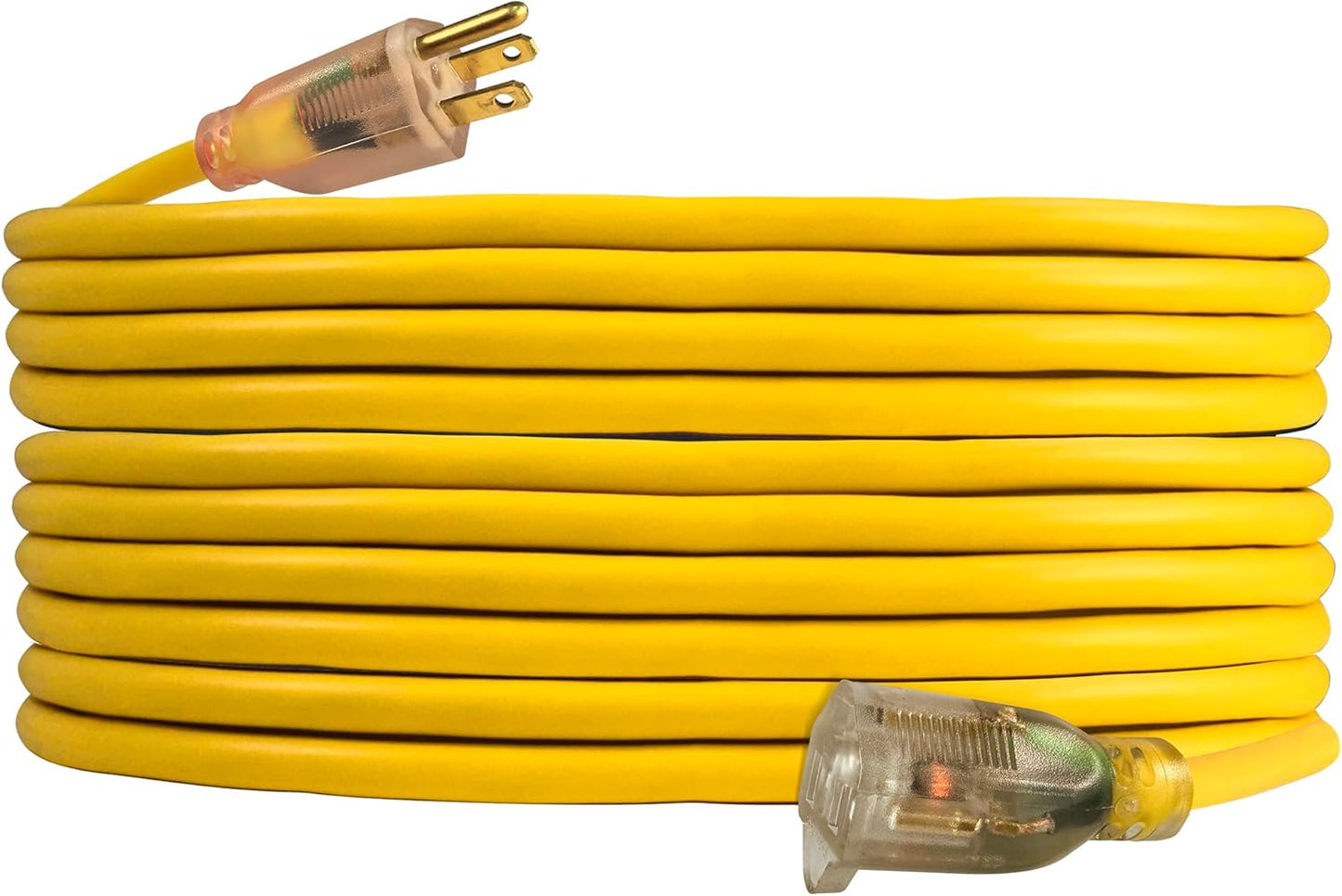 Extensión cable amarillo 50ft SJTW enchufe trabajo pesado