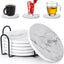 Juego 6 posavasos cerámica con base corcho para mesa café