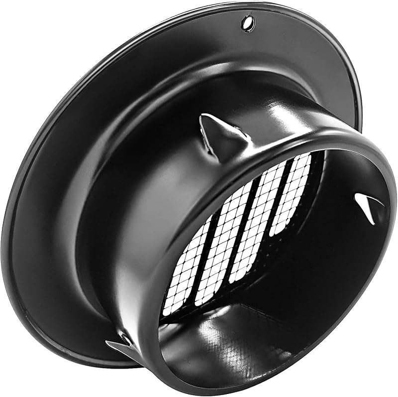 4 Cubiertas Ventilación Acero Inox 4pulg Redonda Negro