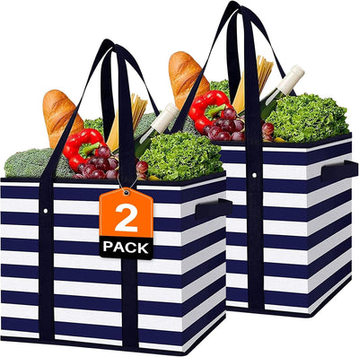 2 Pzas Bolsas Compras Tela Gruesa Resistentes Agua Plegables