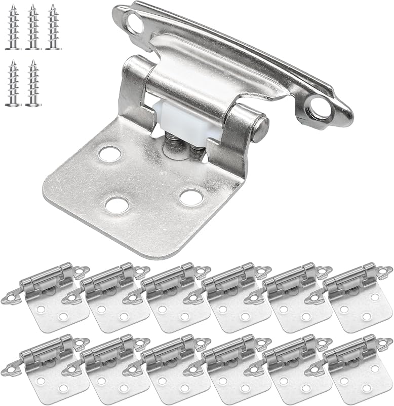 Pack 12 bisagras puerta cocina níquel cepillado 1/2pulg