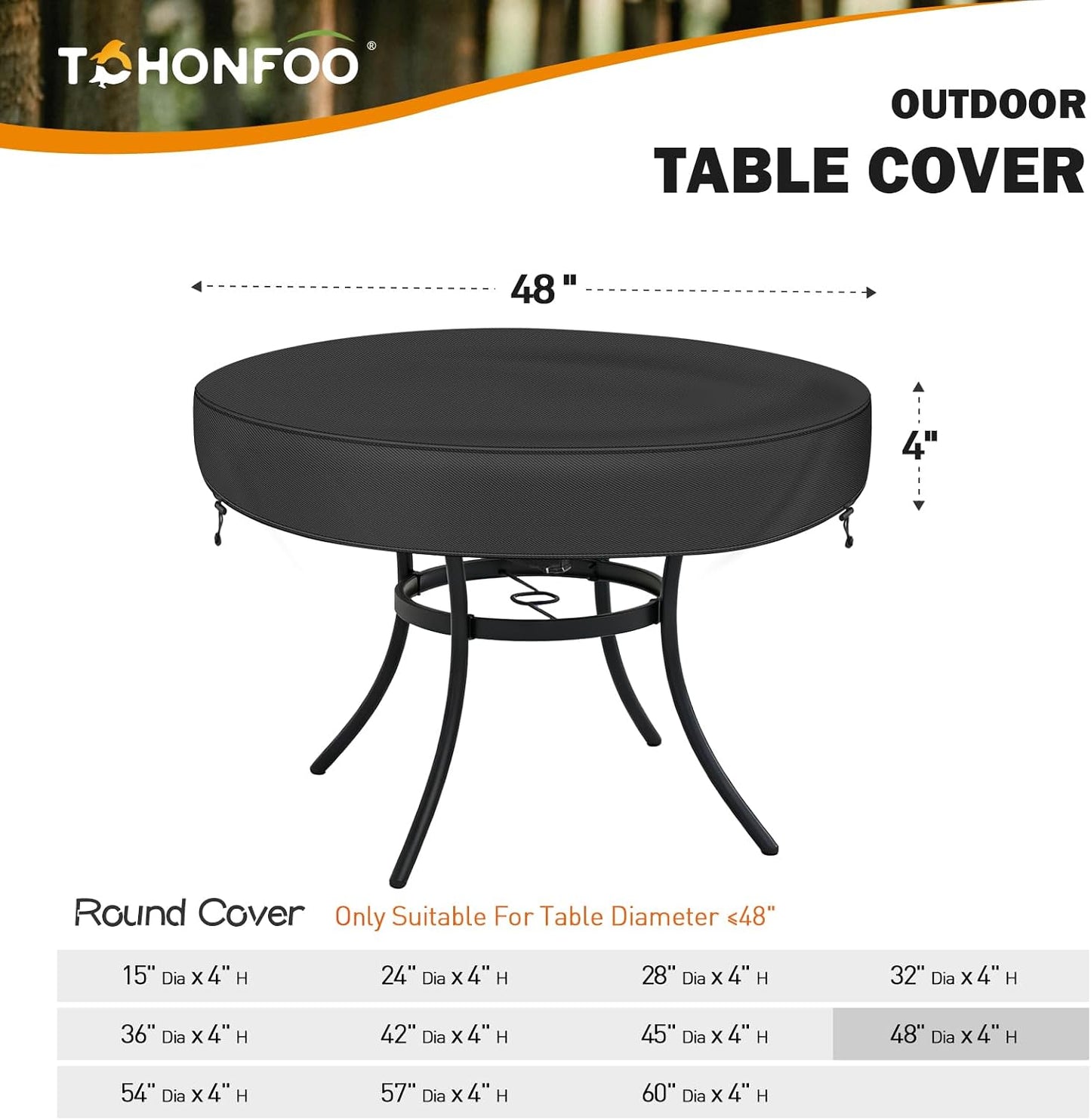 Funda mesa redonda exterior impermeable anti-UV 46-48"