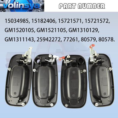 4 Pzas Manijas Puerta Negras Comp Chevy Silverado 99-07