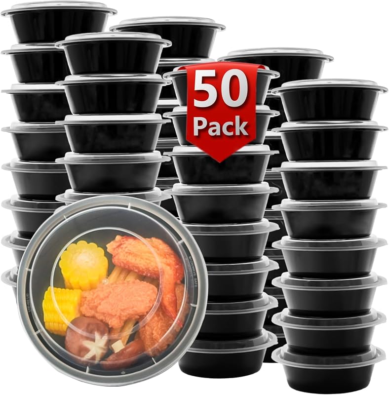 Contenedores reutilizables 28oz con tapas set 50