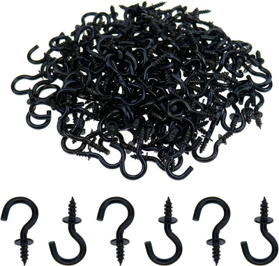 200 Ganchos Techo 1/2" para Tazas Plantas Negro