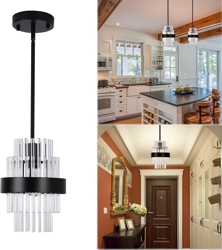 Lámpara colgante isla cocina negro mate 7pulg ajustable