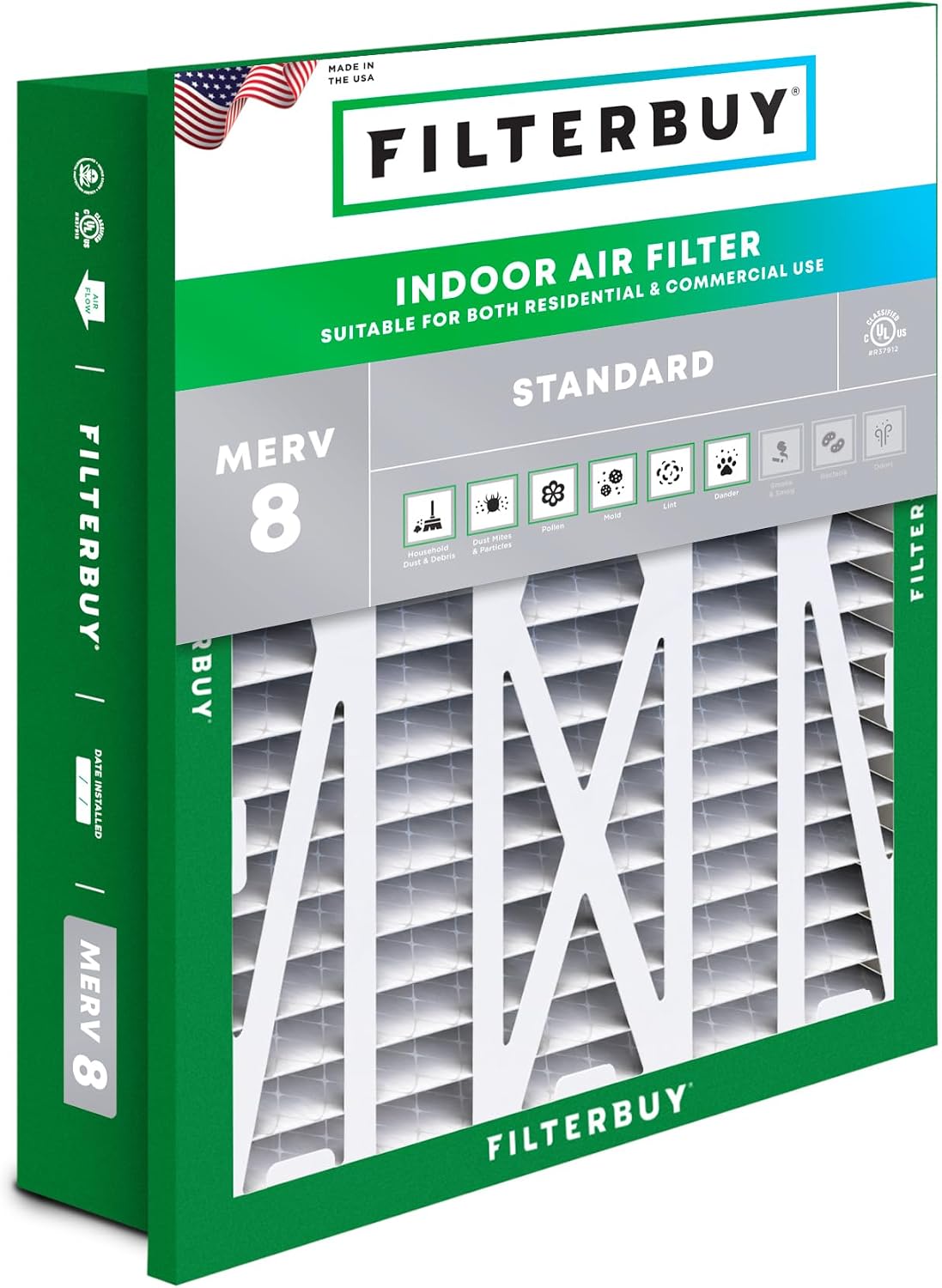 Filtro aire MERV 8 20x25x5pulg electrostático horno