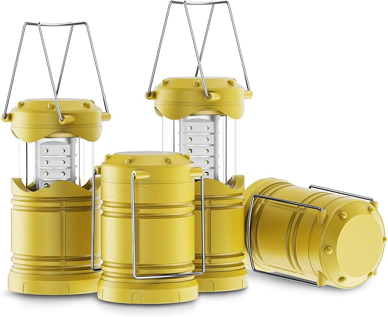 4 Linternas LED plegables con pilas para acampar