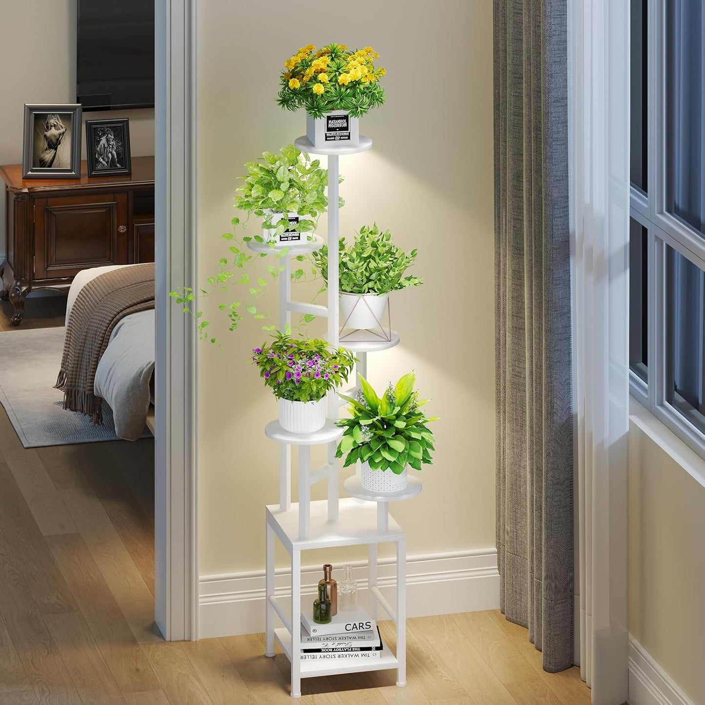 Soporte plantas interior 6 niveles luz ajustable metal