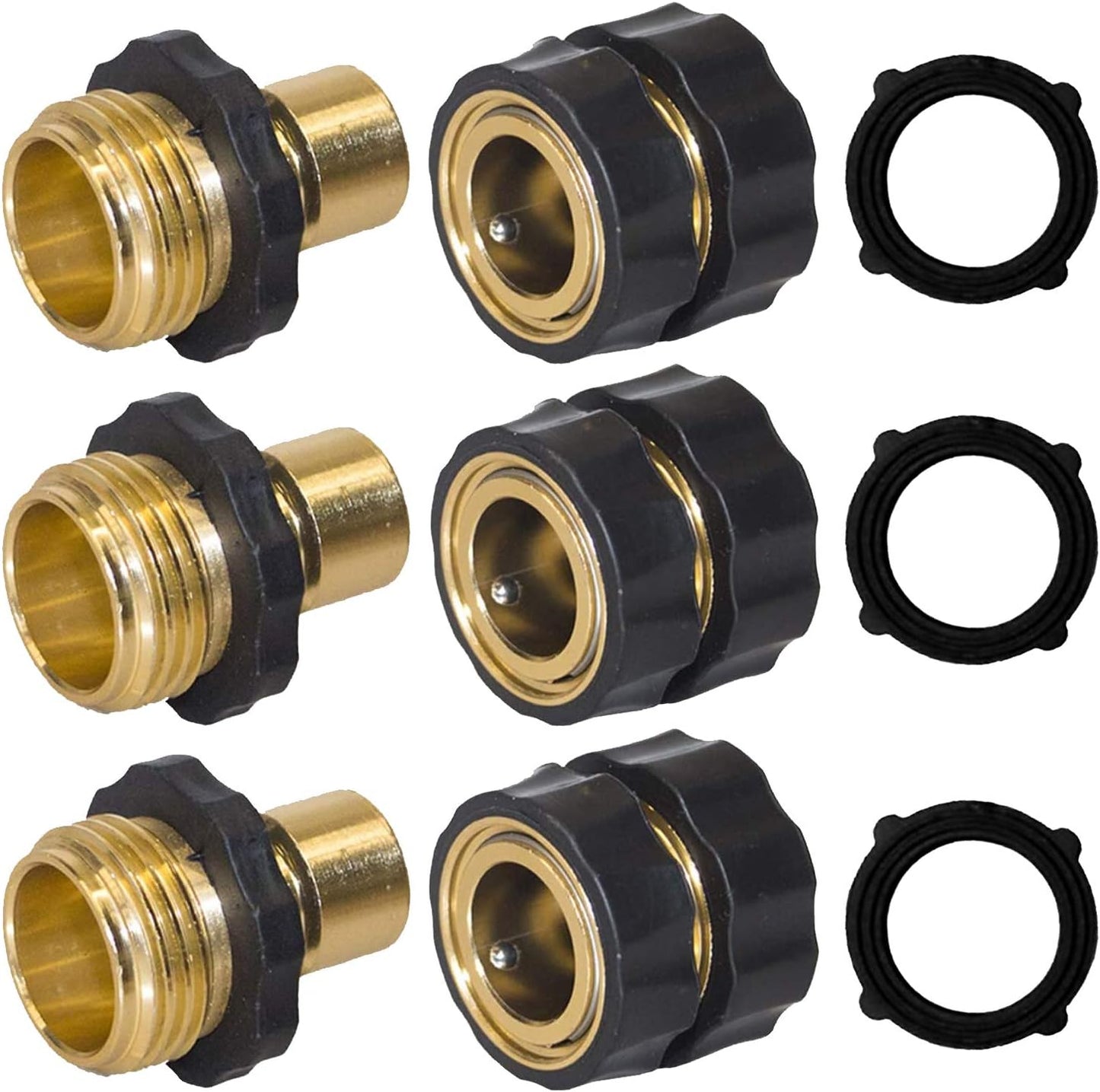 Conector rápido manguera 3/4pulg macho y hembra 3 juegos