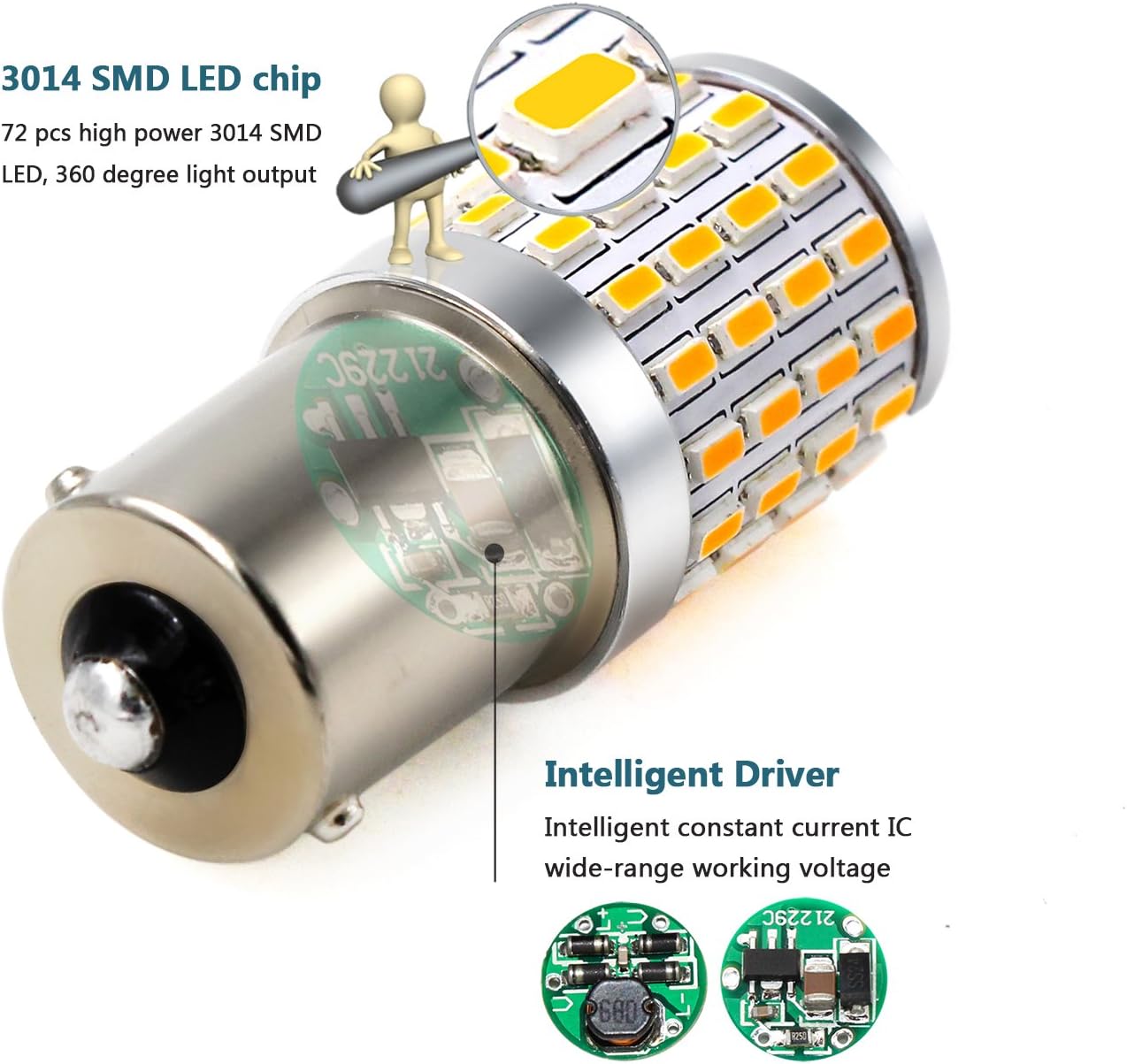 Bombillas LED señal giro amarillo 12V pack 2