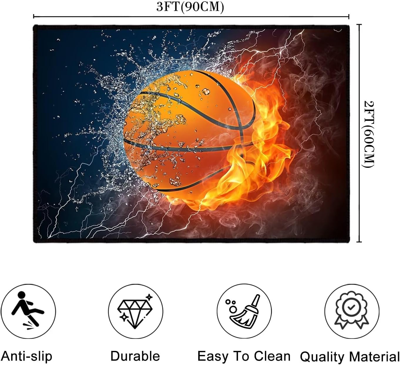 Tapete deportivo para niños 2x3pulg antiderrap lavable