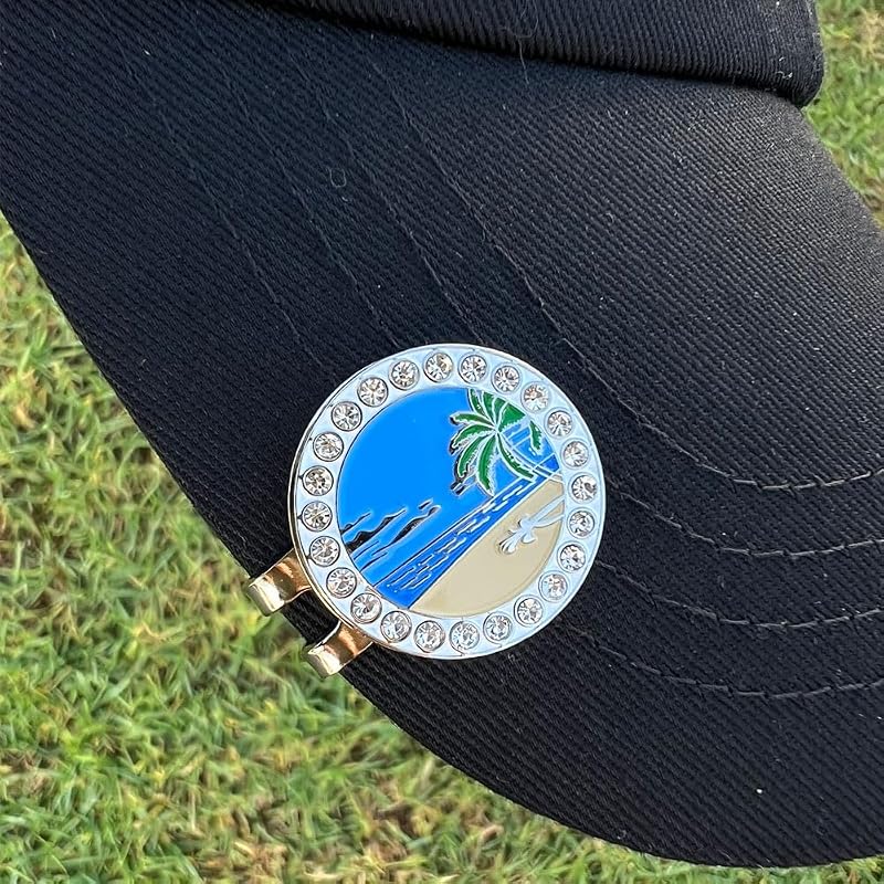 Marcadores pelotas golf con clip sombrero Bling