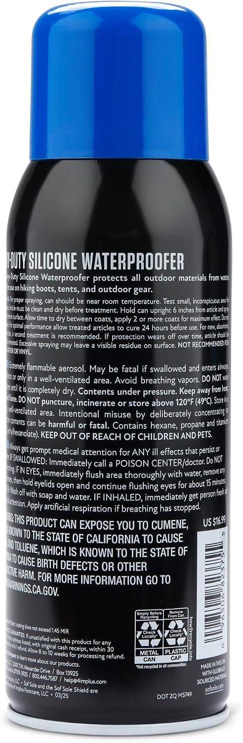 Spray impermeable silicona para botas y tiendas 12oz Negro