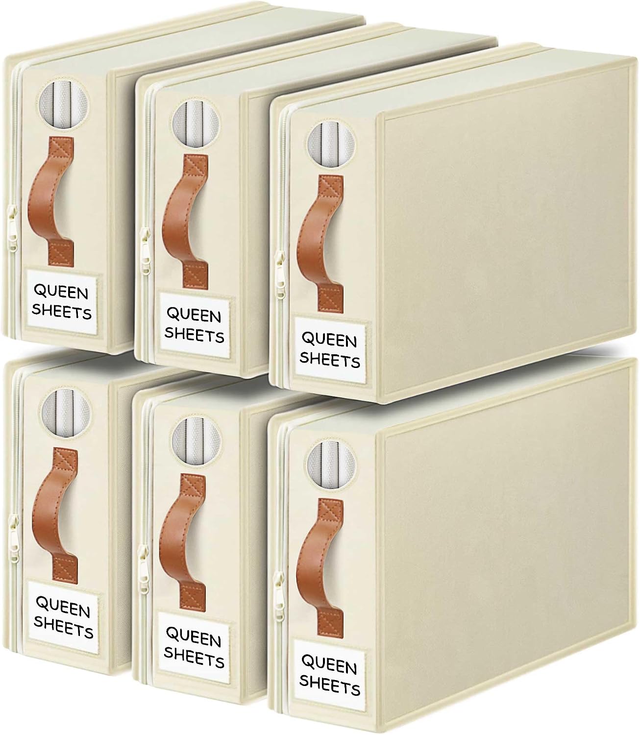 6 Organiz. Sábanas Plegables con Cremallera Asa Ventana