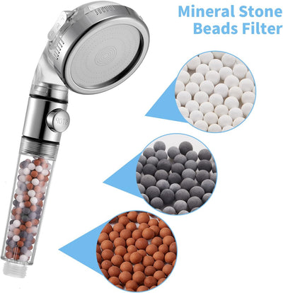 Filtro piedra mineral para ducha con bolas rojo gris blanco