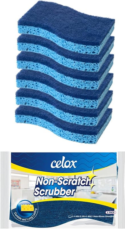 6 Pzas Esponjas Cocina Doble Cara Antiarañazos Reutilizables