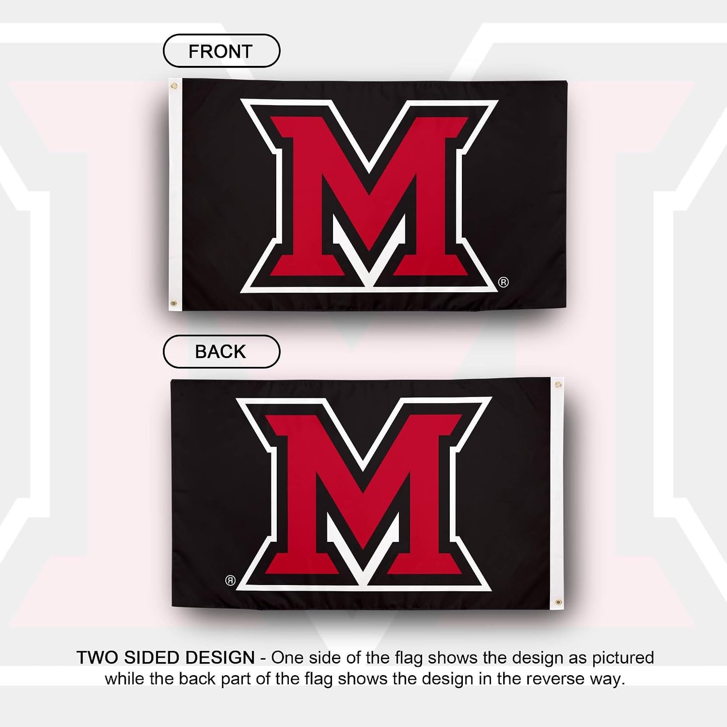 Bandera Redhawks U. de Miami 3x5ft tela poliéster duradera