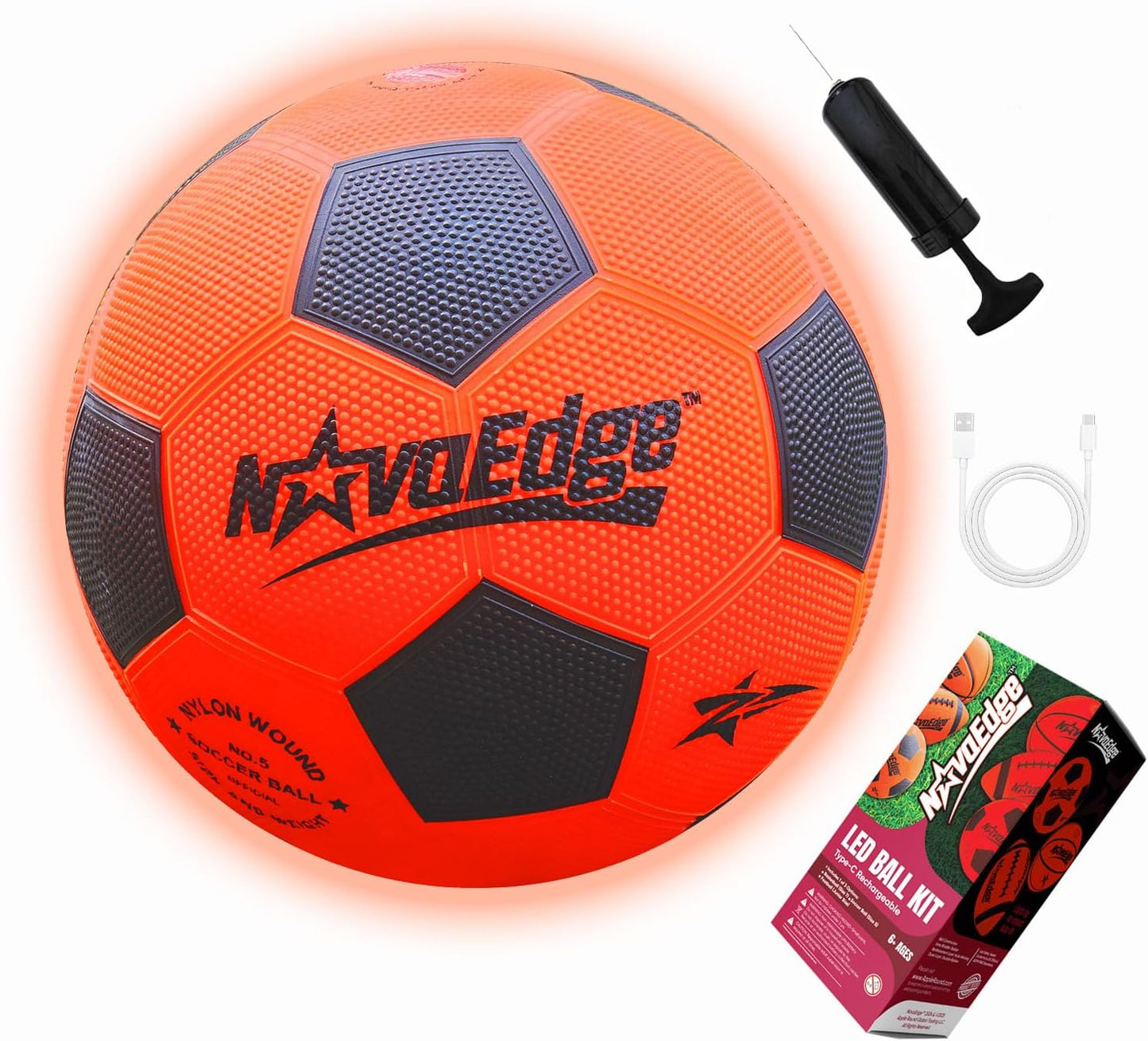 Balón Led Recargable USB-C Tamaño 5 para Niños y Adultos