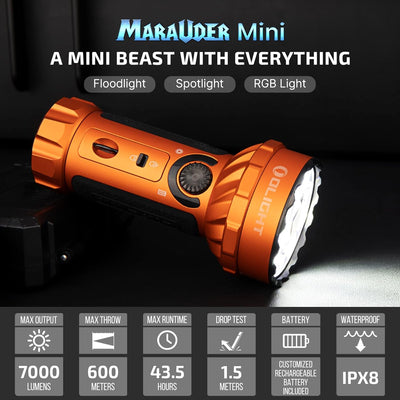 Linterna Mini RGB 7000lúmenes recargable magnética naranja