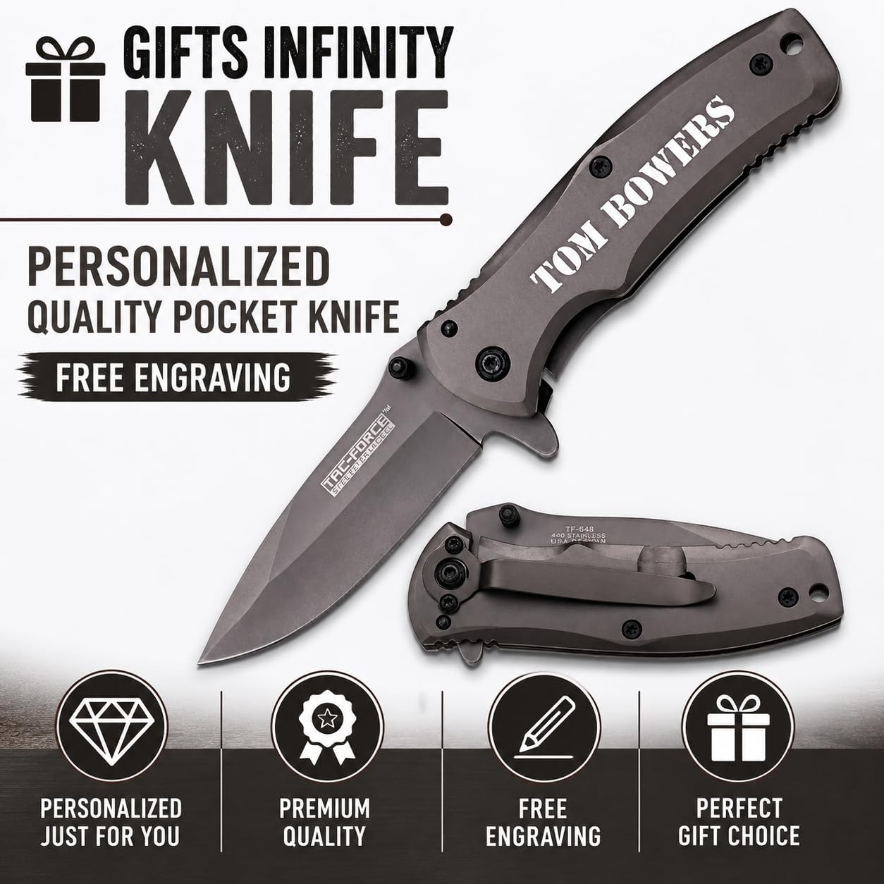 Cuchillo plegable bolsillo cuchilla metal grabado