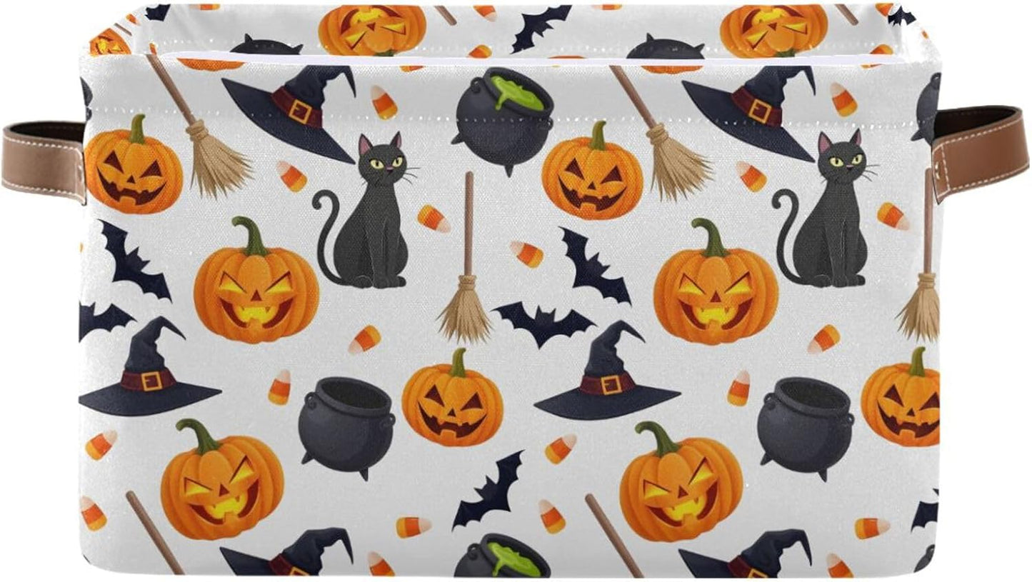 Cesta plegable grande con asas para Halloween y juguetes