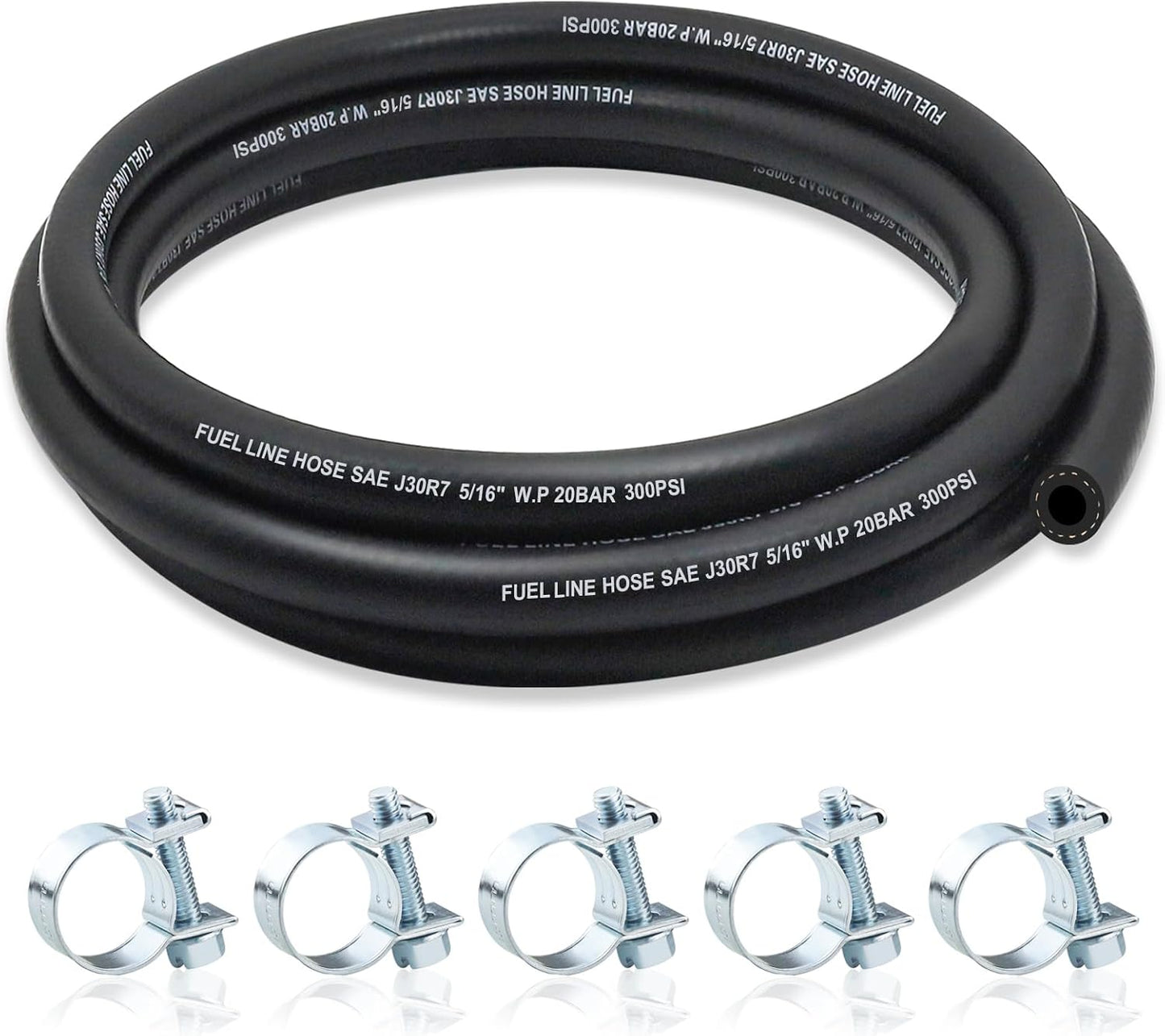 Manguera combustible 5/16 NBR con abrazaderas 5ft