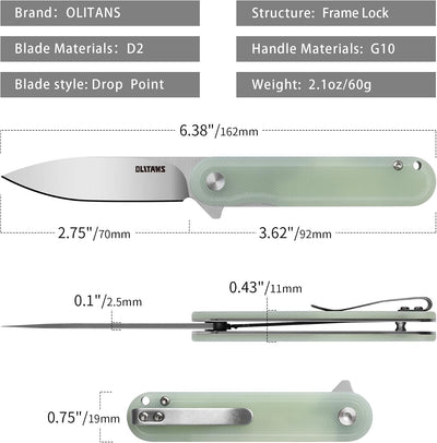 Cuchillo bolsillo G040 acero D2 2.75pulg mango G10 2.1oz
