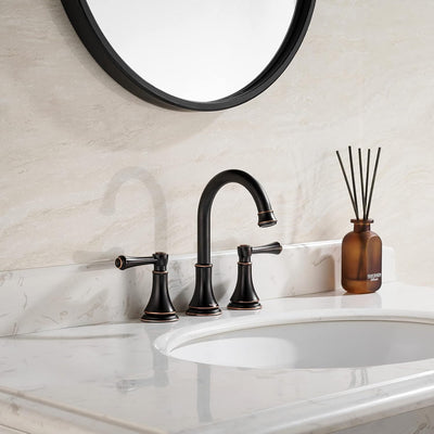 Grifo baño extendido 8pulg bronce 3 orificios pop-up