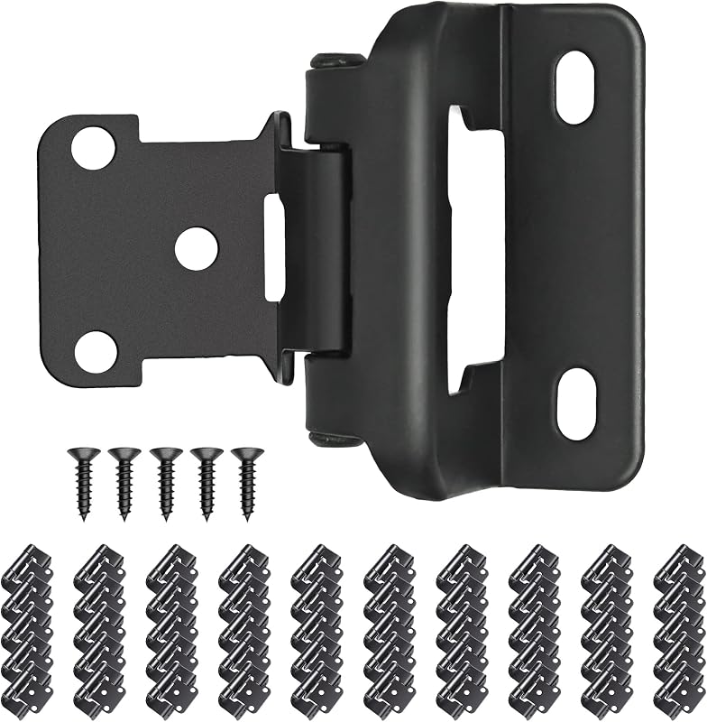 Bisagras gabinete superposición 1/2" negra mate 50uds