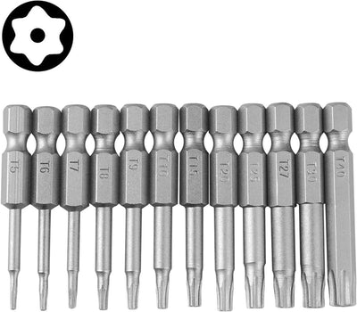 Set 12 Bits Torx T5-T40 1/4pulg Hexagonal 6 Puntos