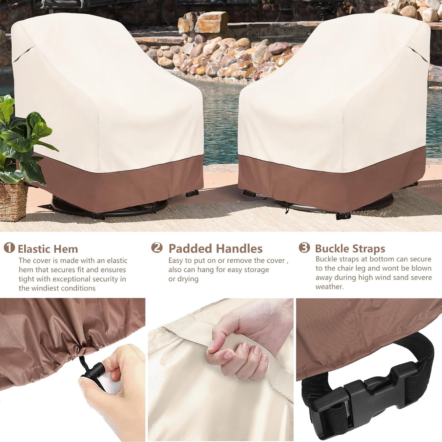 2 Fundas sillas giratorias impermeables 30x34x38.5pulg