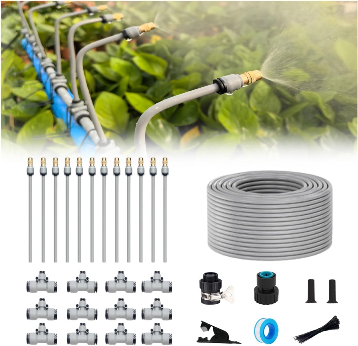 Kit riego goteo 49ft con boquilla cobre atomizador