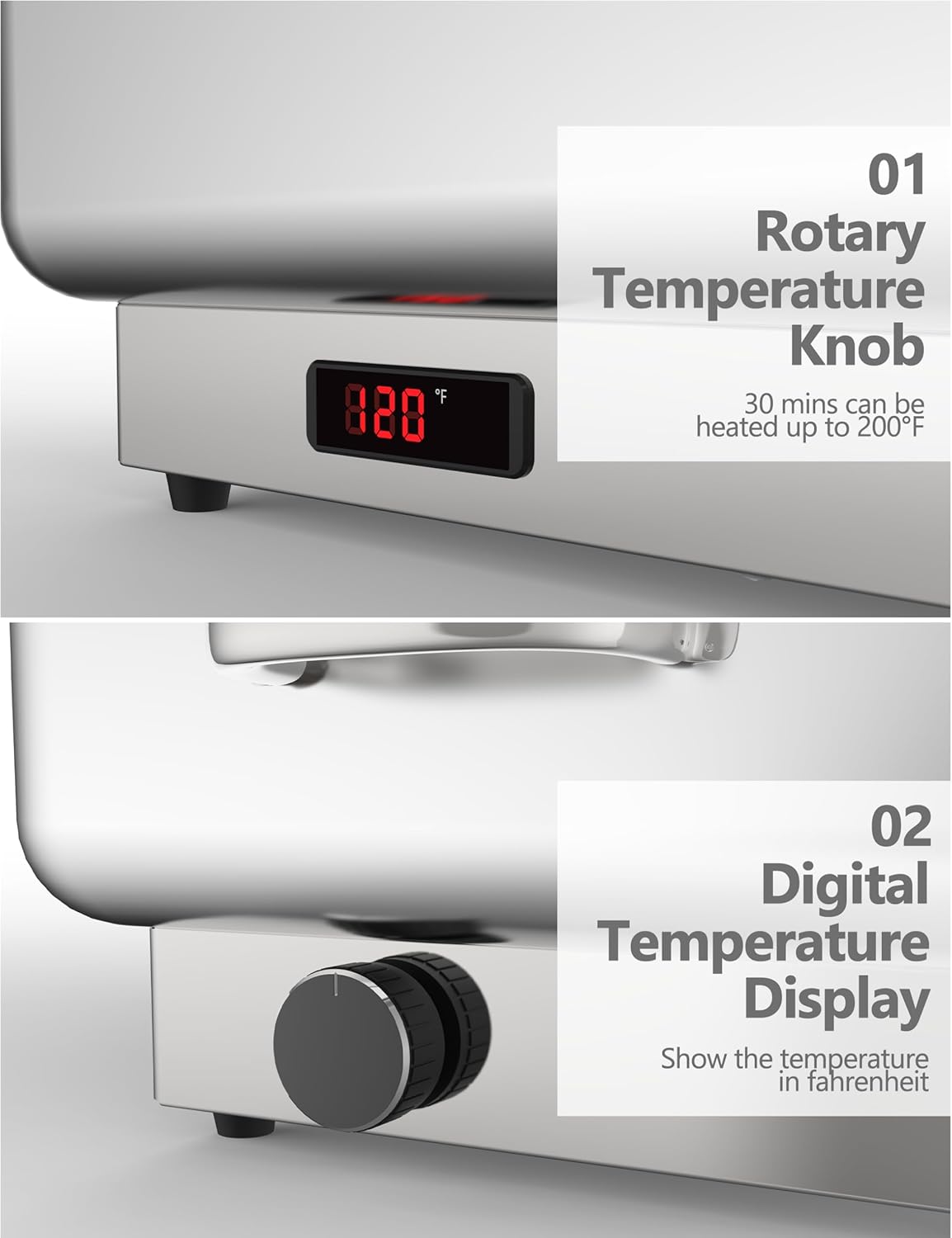 Juego 3 Calentadores Alimentos Acero Inox 600W Pantalla Digital
