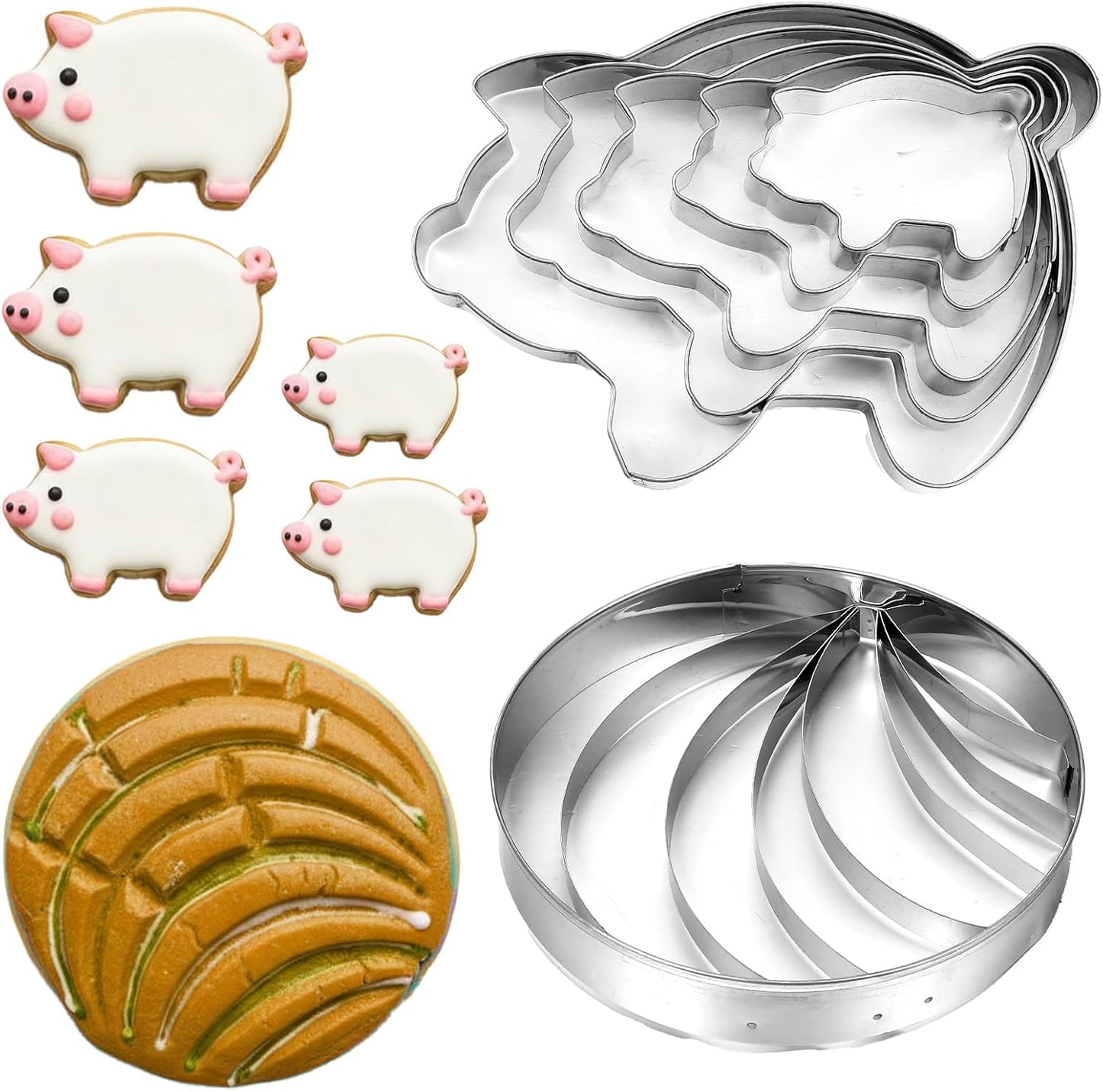Cortador concha y cerdo acero inox para galletas mexicanas